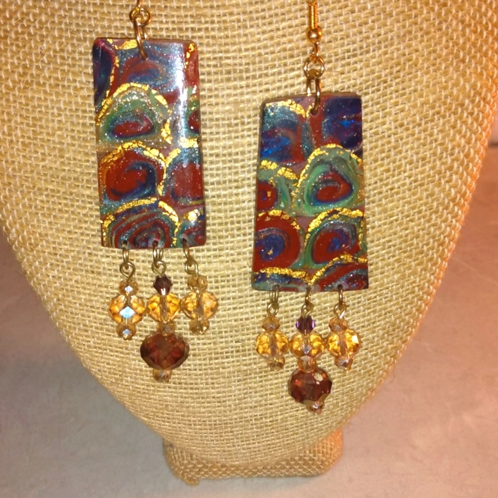 Handmade clay earrings E119